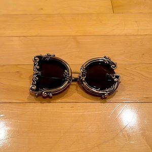 Dolce and Gabbana DEVOTION SUNGLASSES.  Black with Gold hardware Female O/S